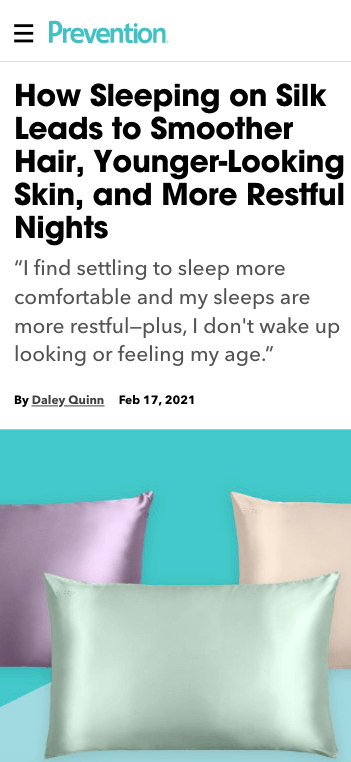 Prevention - How Sleeping on Silk Leads to Smoother Hair, Younger-Looking Skin, and More Restful Nights