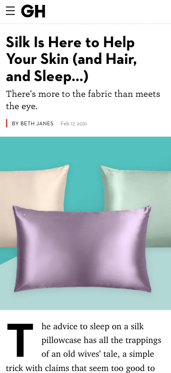 Good Housekeeping - Silk Is Here to Help Your Skin (and Hair, and Sleep...)