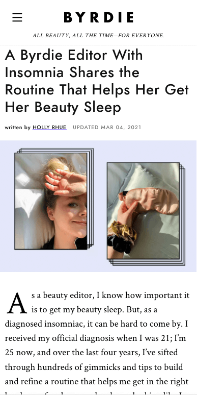 Byrdie - A Byrdie Editor With Insomnia Shares the Routine That Helps Her Get Her Beauty Sleep