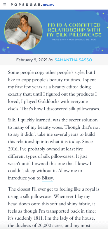 Popsugar - Im in a committed relationship with my silk pillowcase