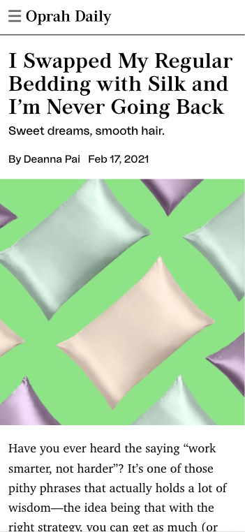 The Oprah Magazine - Ik Heb Mijn Gewone Beddengoed Omgeruild Voor Zijde En Ik Wil Nooit Meer Wat Anders